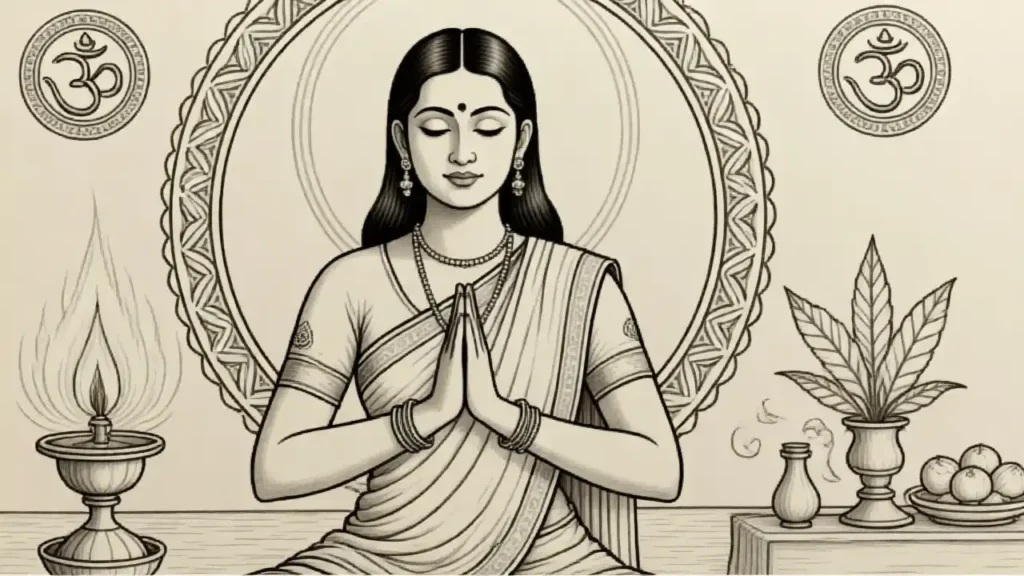 A woman doing navaratri sadhana 